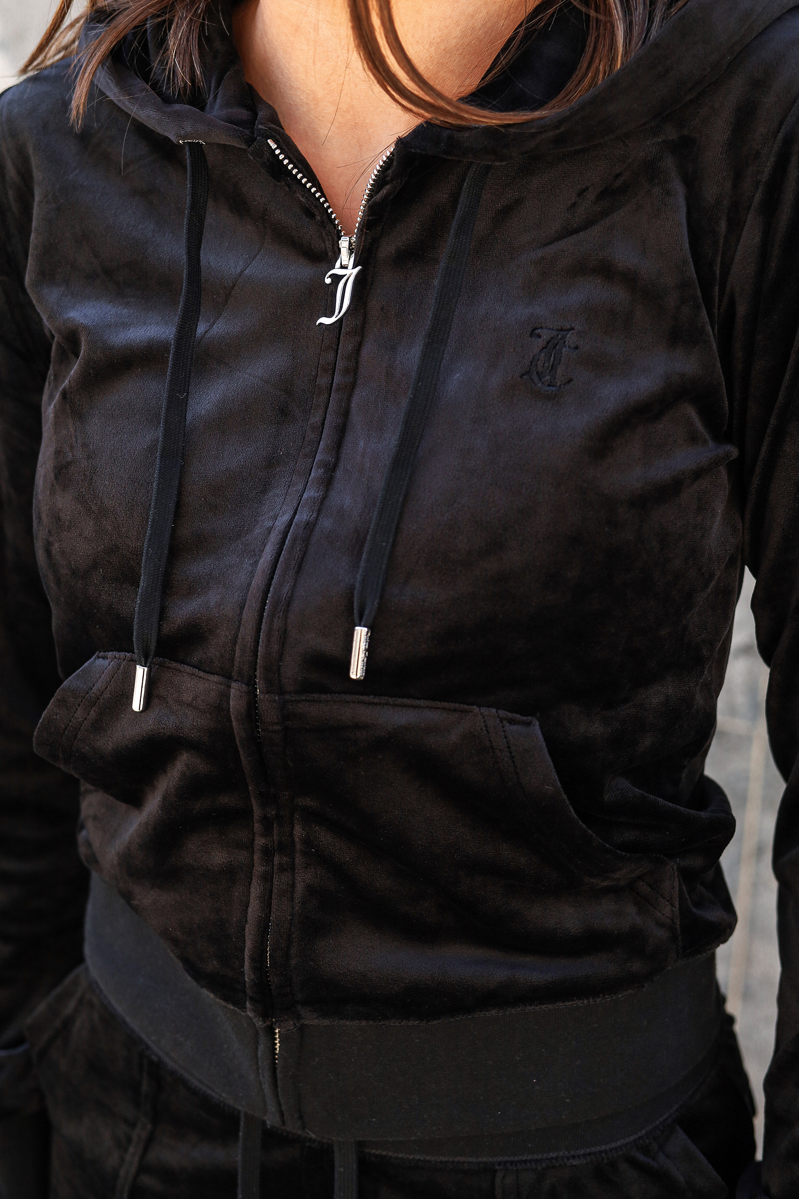 Robertson Classic Velour Zip AW22, Sort - Bilde 2