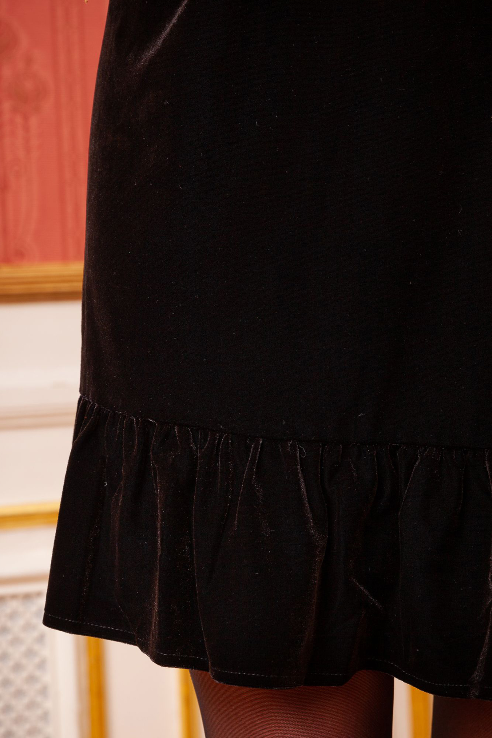 Emilie Velour Dress, Sort - Bilde 4