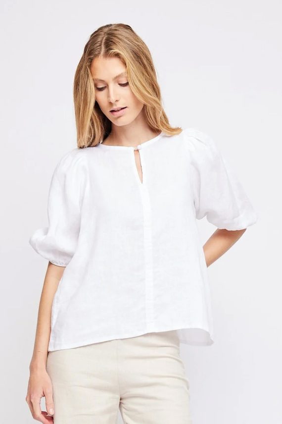 Anna Linen Top, White
