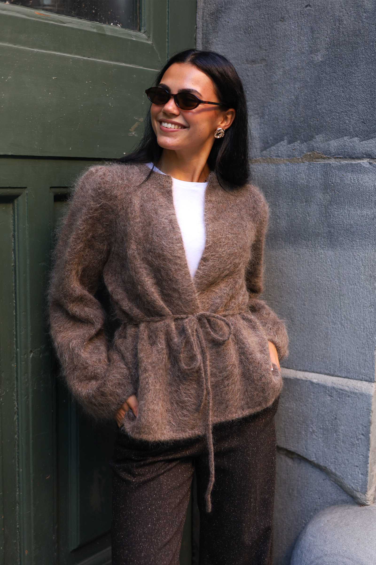 Fredrikke Chunky Cardigan, Brown