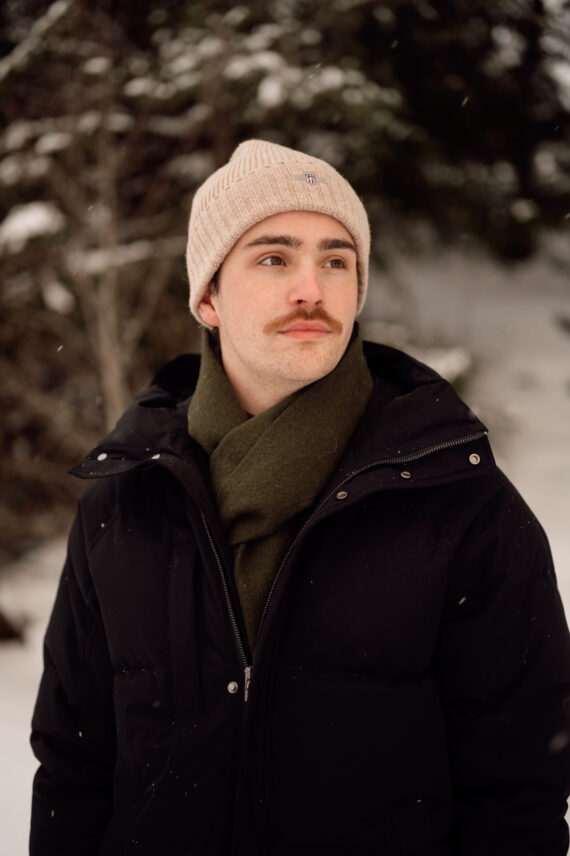 Shield Wool Beanie, Khaki Melange