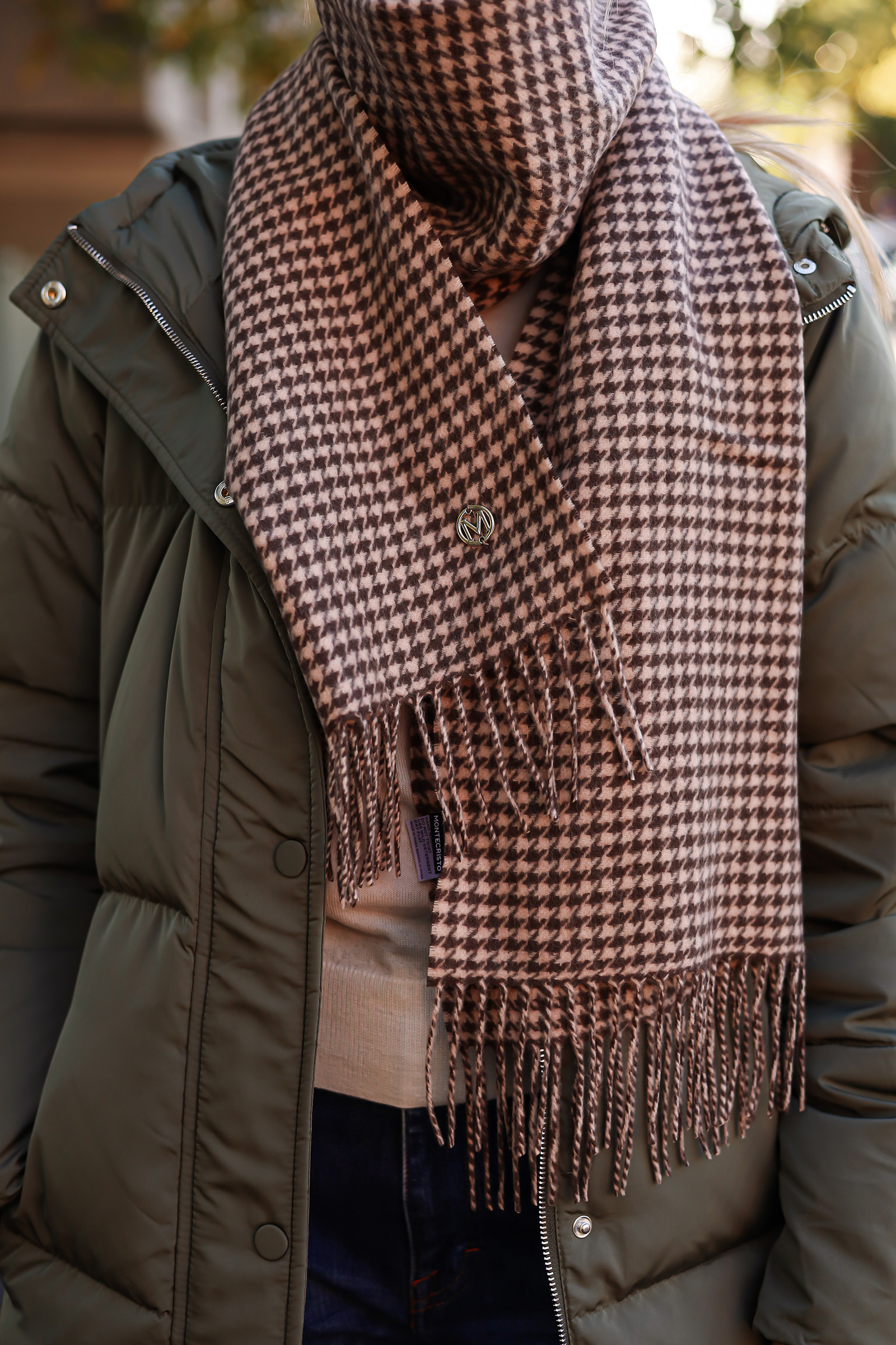 Houndstooth Scarf, Dark Brown