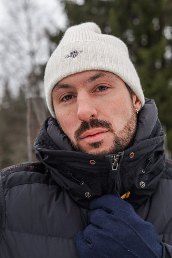 Shield Wool Beanie, Cream