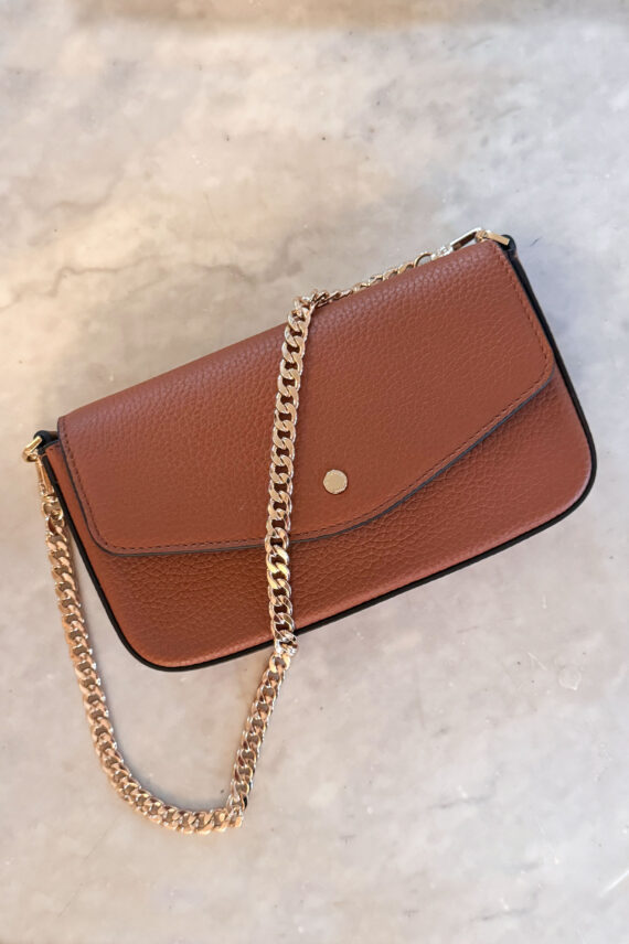 Club Leather Clutch Bag, Camel
