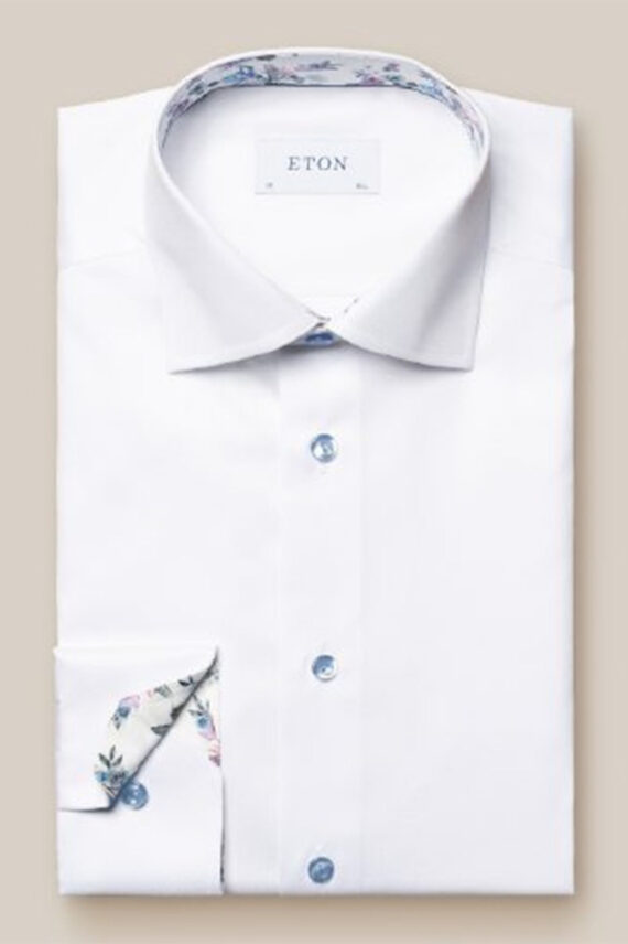 Print Effect Solid Signature Twill Shirt, Hvit