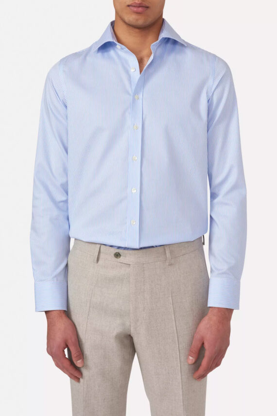 Slim Fit Banker Stripe, Light Blue