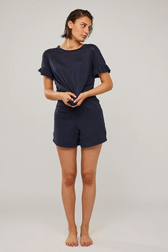 Lara Linen Tee, Navy