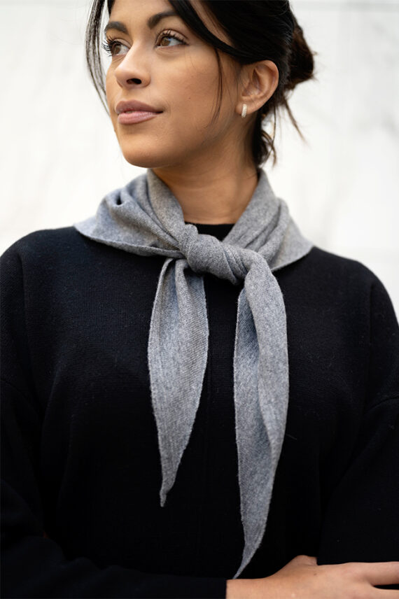 Mina Merino Scarf, Medium Grey Melange