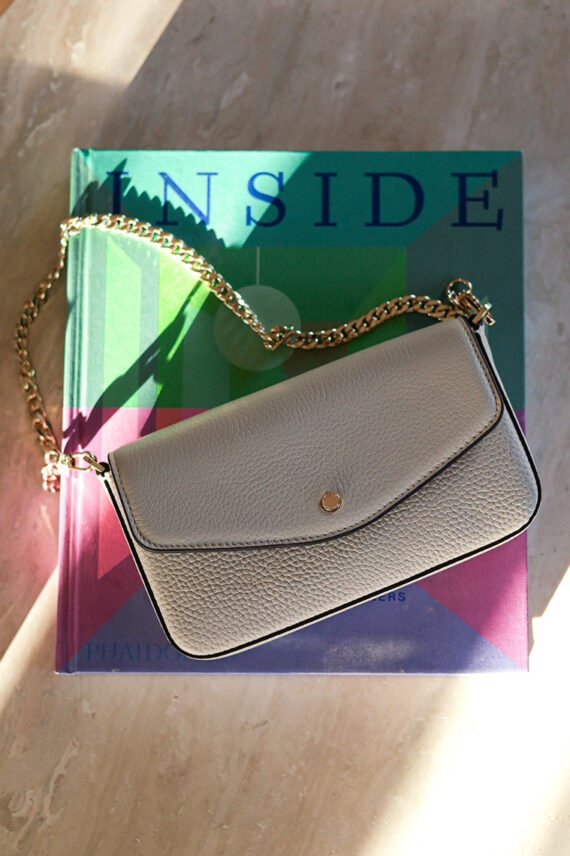 Club Leather Clutch Bag, Krem