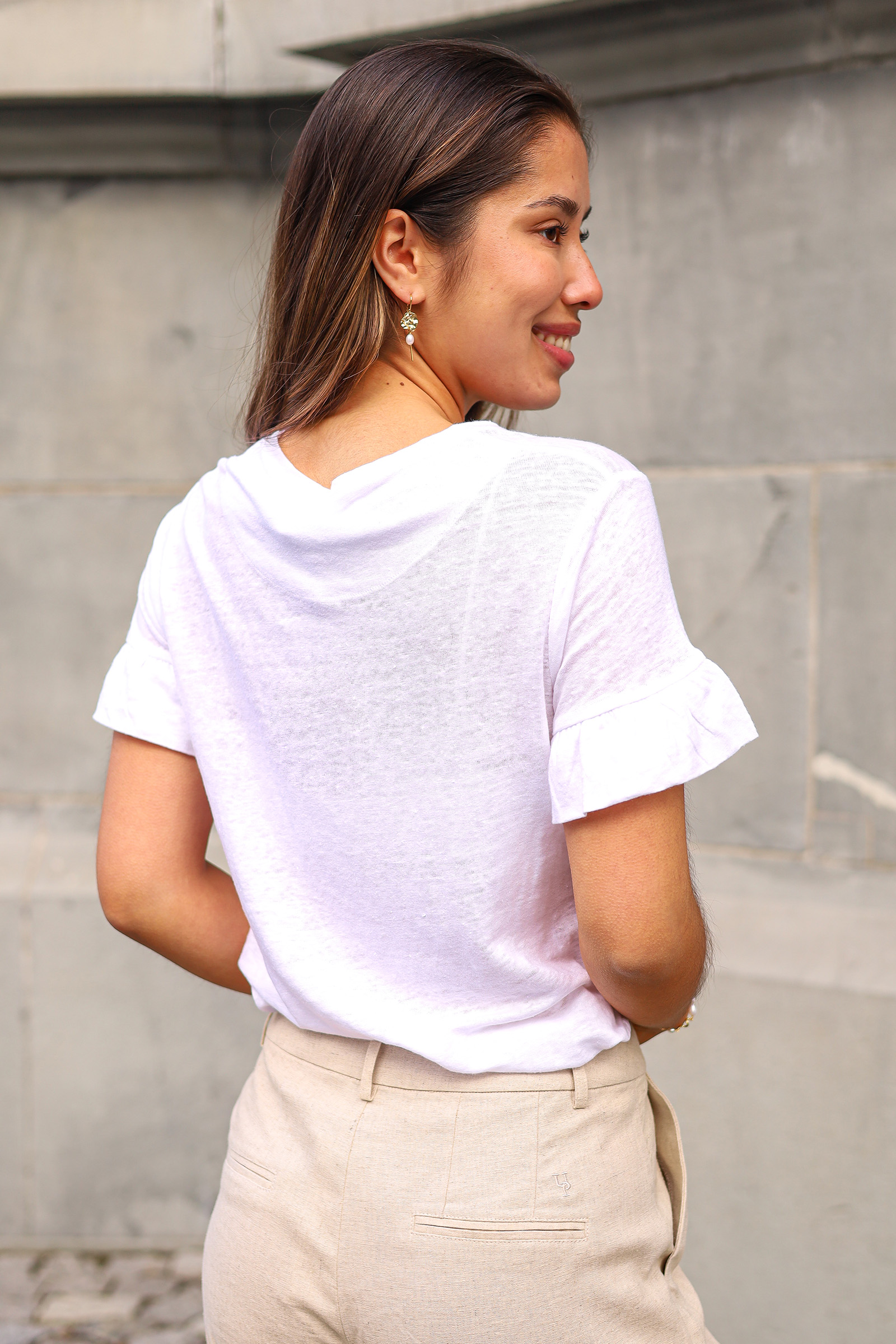 Lara Linen Tee, Hvit - Bilde 2