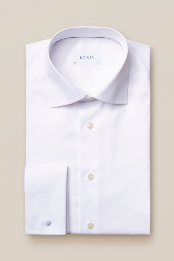Slim White Signature Twill Shirt French, Hvit