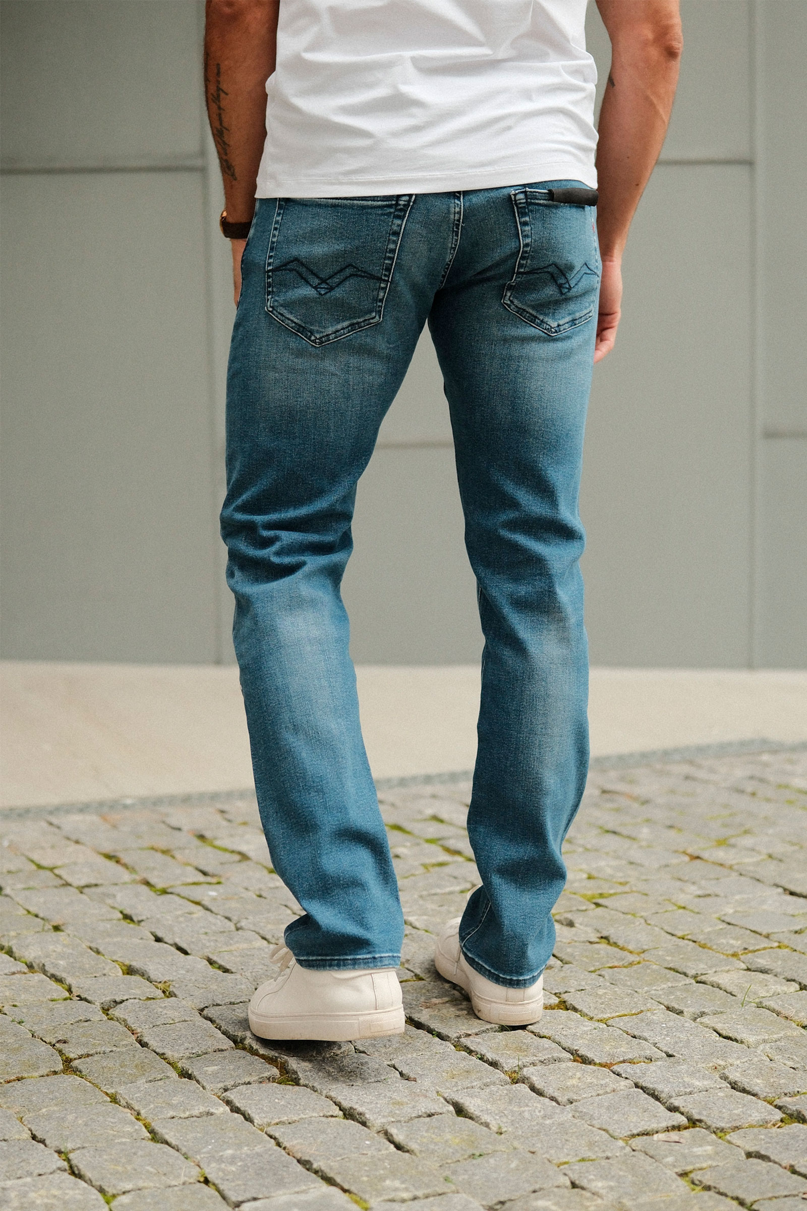 Grover Straight Fit Powerstretch Jeans, Mid Blue - Bilde 4