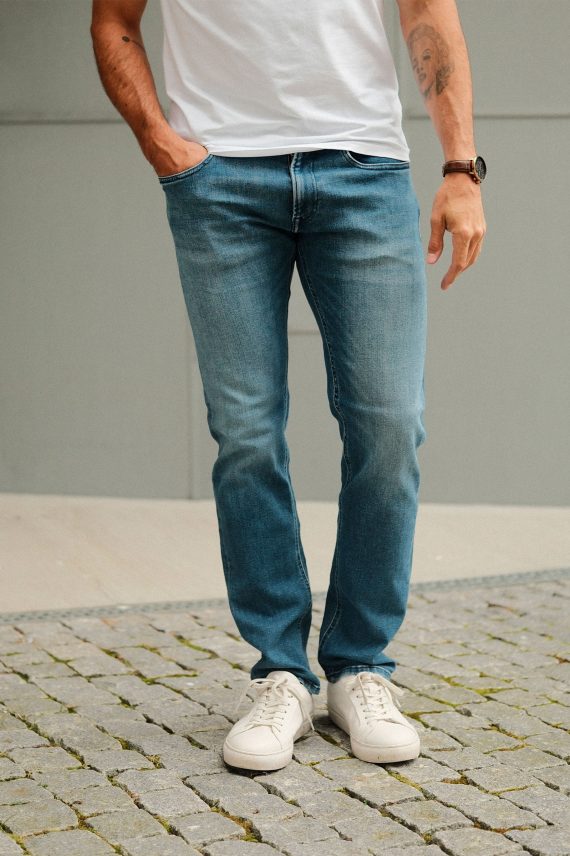 Grover Straight Fit Powerstretch Jeans, Mid Blue