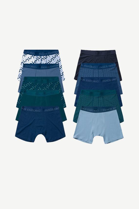 10-Pack Boxer Briefs, Blå mønstret