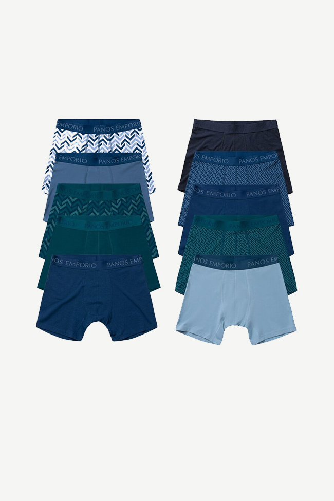 10-Pack Boxer Briefs, Blå mønstret