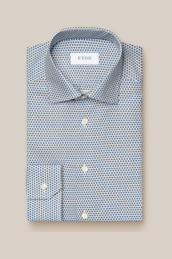 Contemporary Micro Floral Signature Twill Shirt, Blå Mønstret