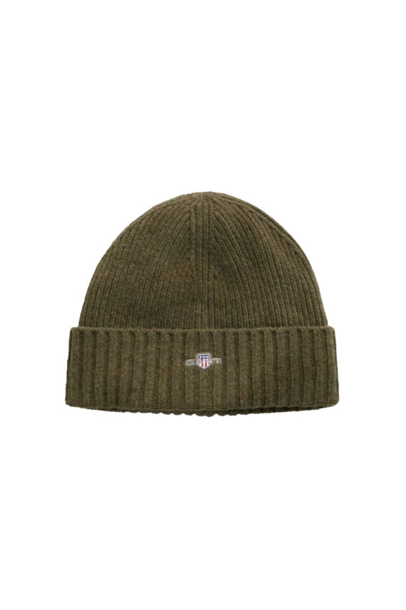 Shield Wool Beanie, Juniper Green