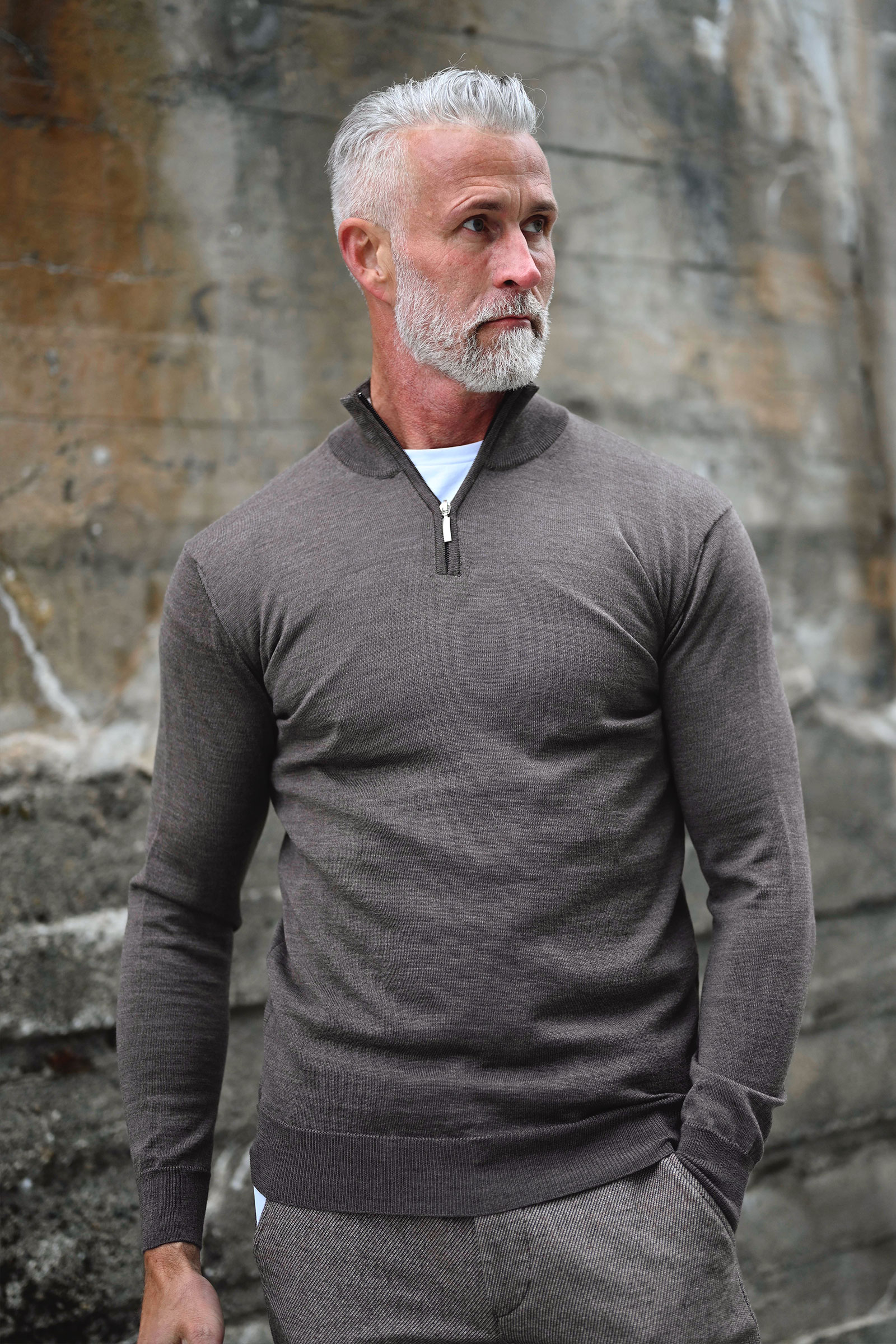 Bernie Merino 1/2 Zip, Lys Brun - Bilde 3