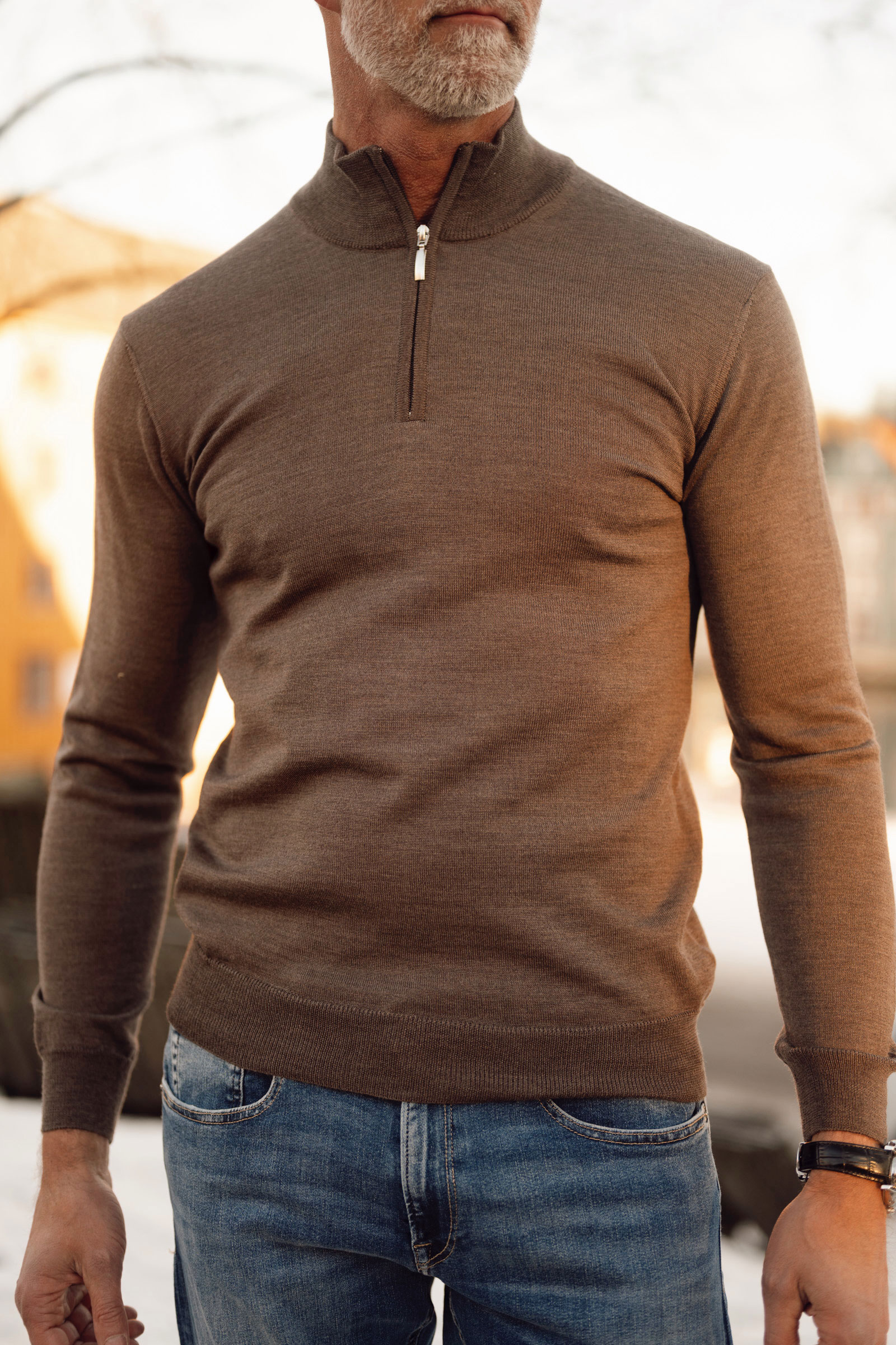 Bernie Merino 1/2 Zip, Lys Brun - Bilde 2