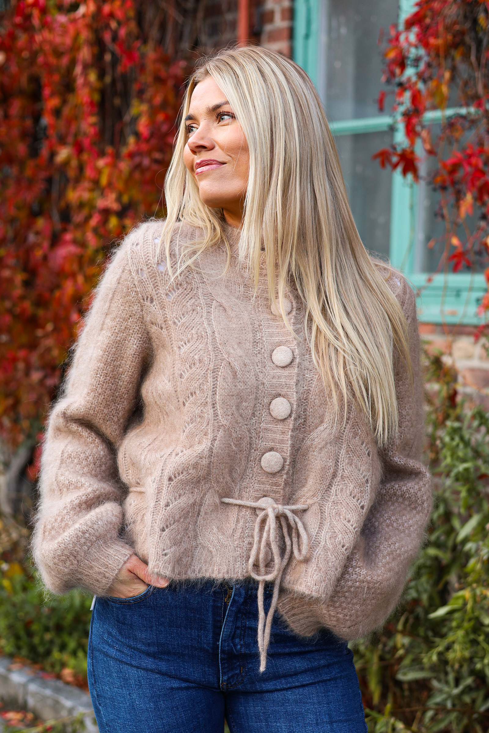Sophia Chunky Cardigan, Sand - Bilde 4