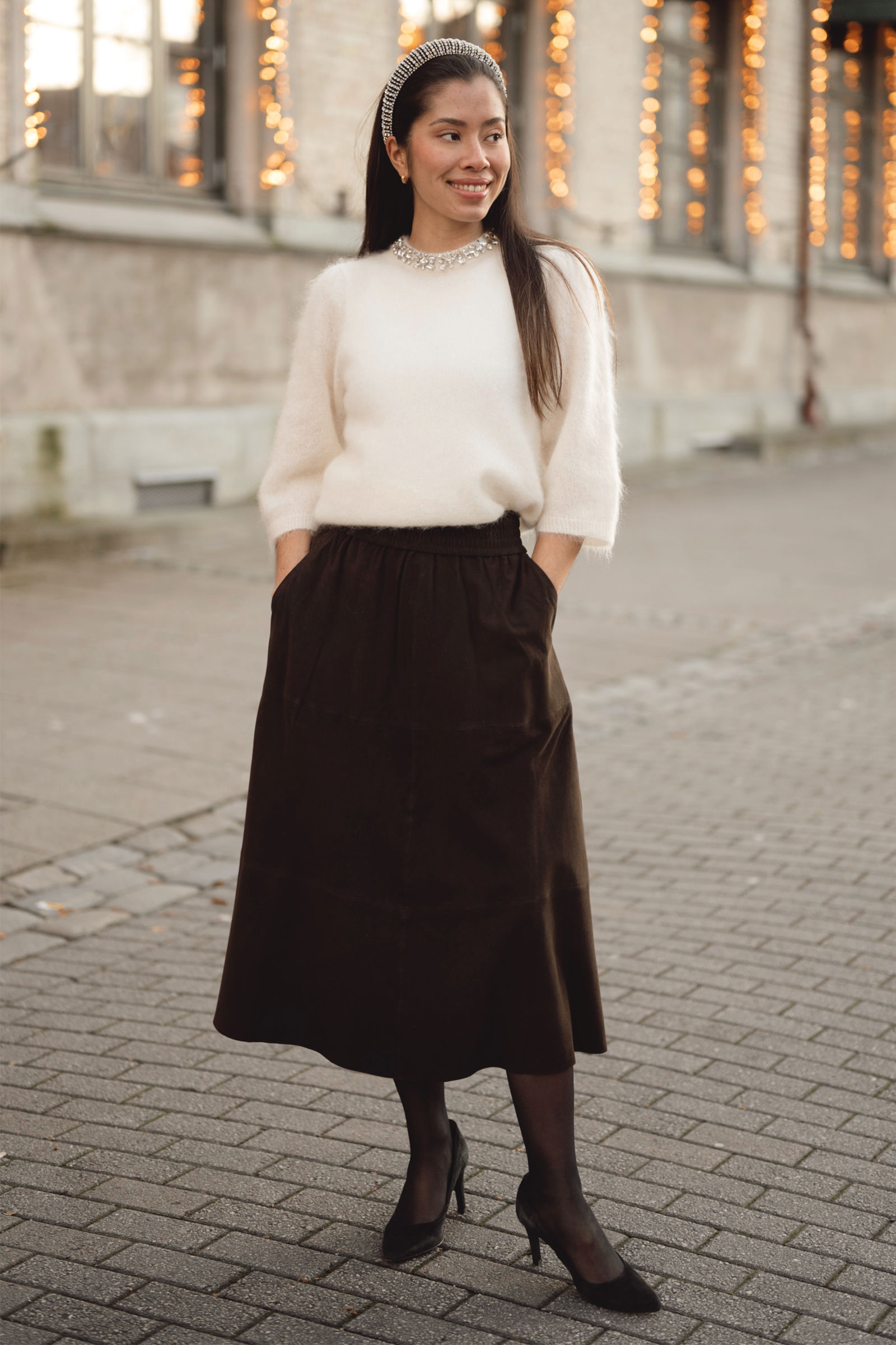 Evelyn Suede Skirt, Dusty Brown - Bilde 2