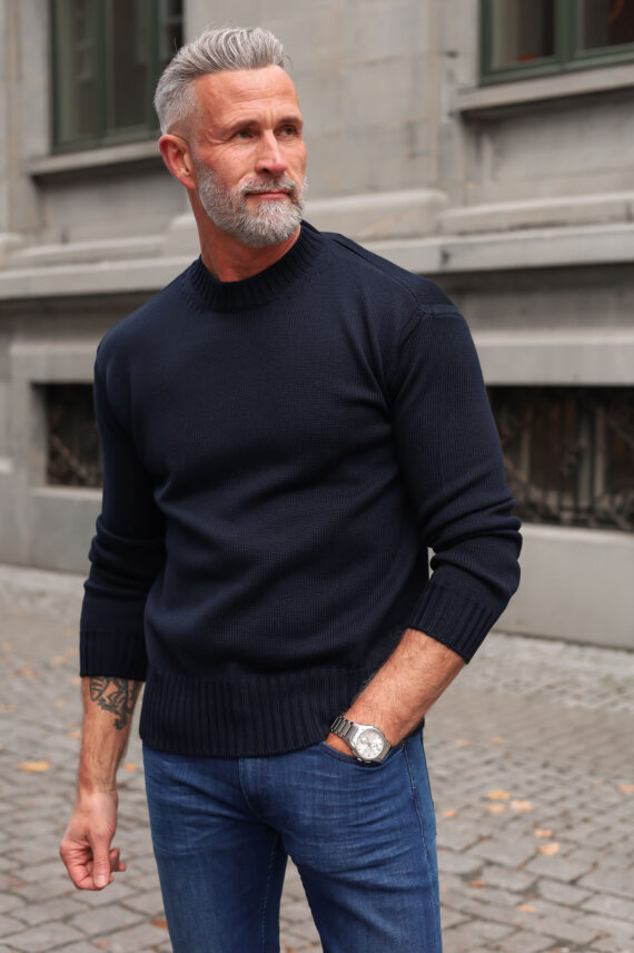 Girocollo Rasato, Mørk blå