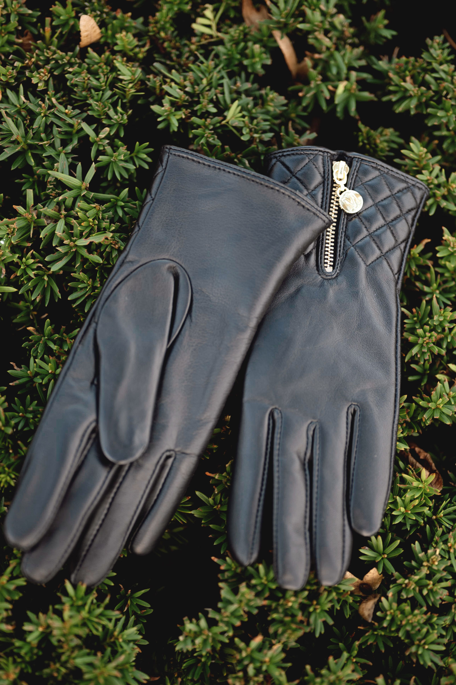 Maya Leather Gloves Sort - Bilde 3