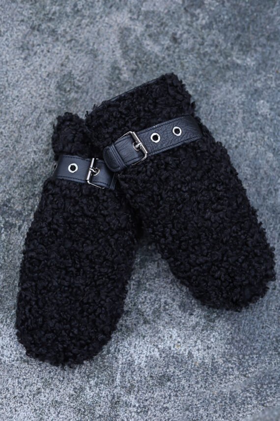 Boucle Mittens, Black