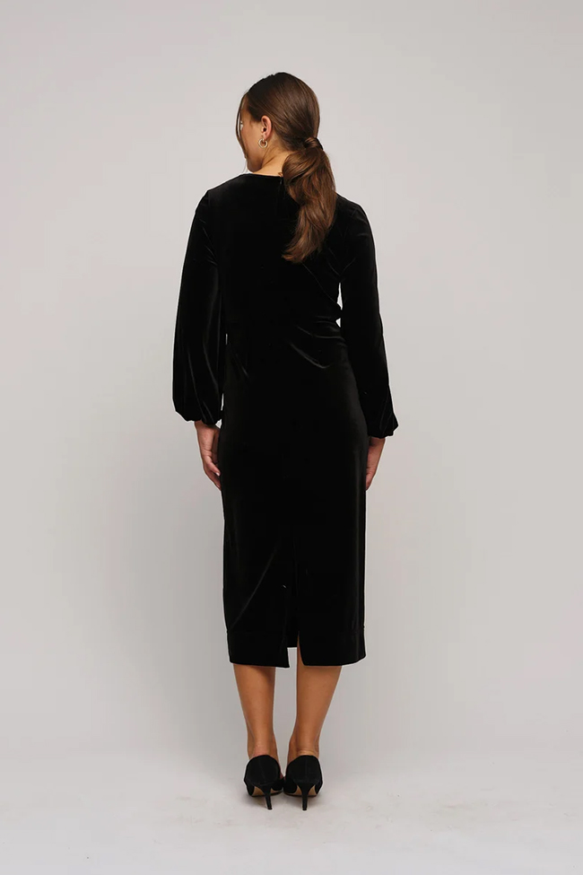 Aya Velour Dress, Black - Bilde 4