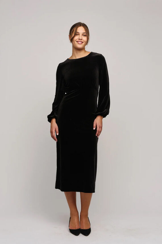 Aya Velour Dress, Black