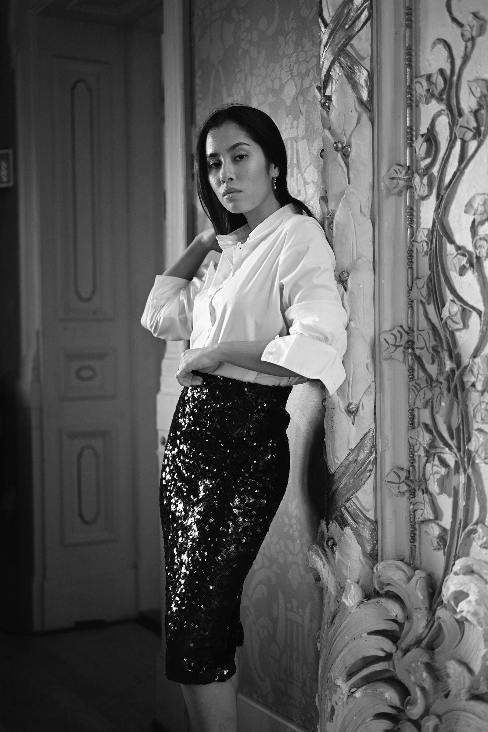 Samantha Sequin Skirt, Black - Bilde 2