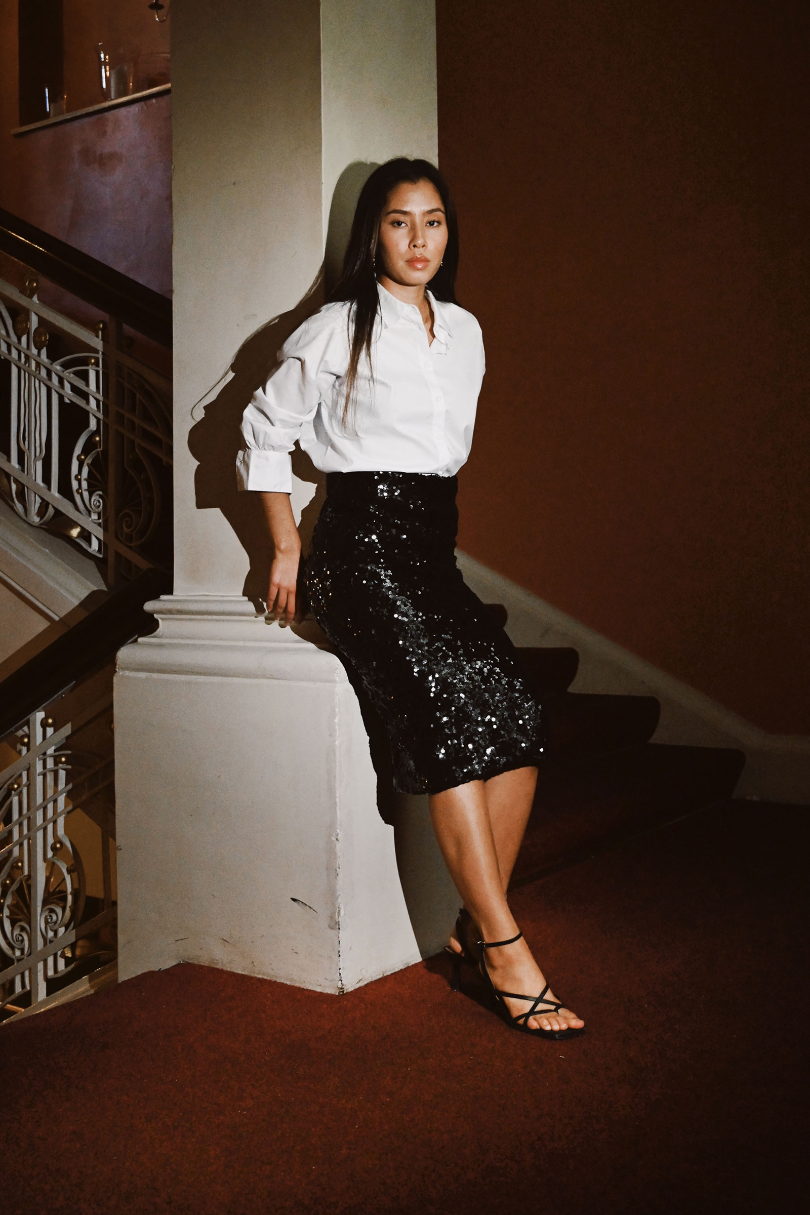 Samantha Sequin Skirt, Black - Bilde 7