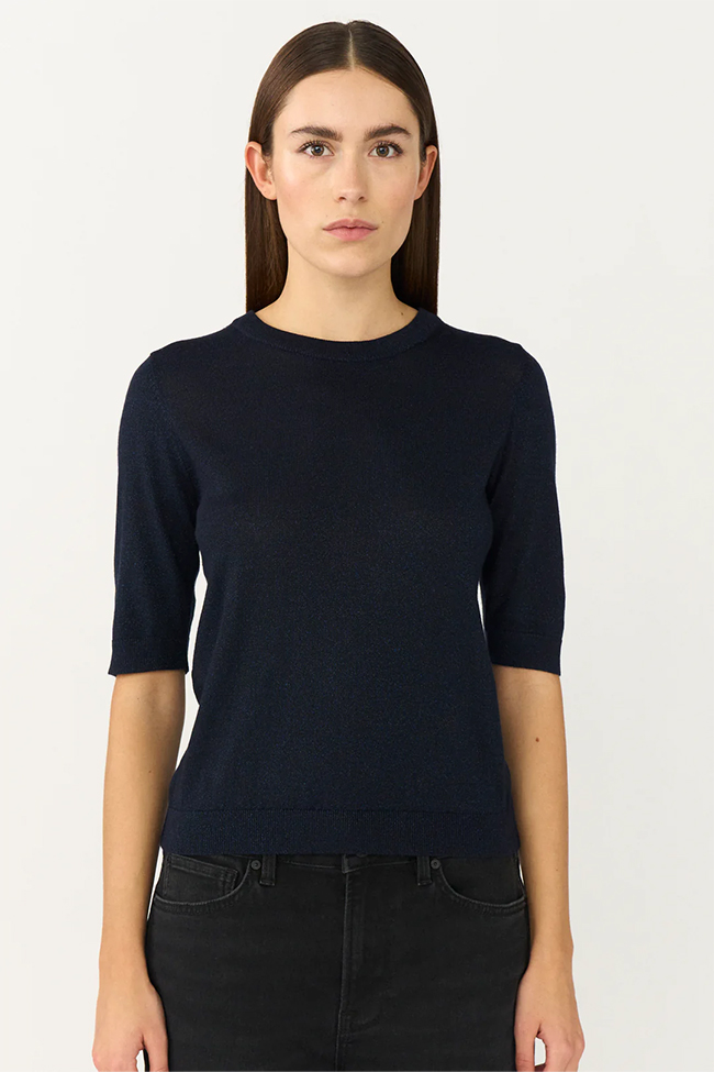 PD-Vigga SS Lurex Knit, Deep Blue Navy - Bilde 2