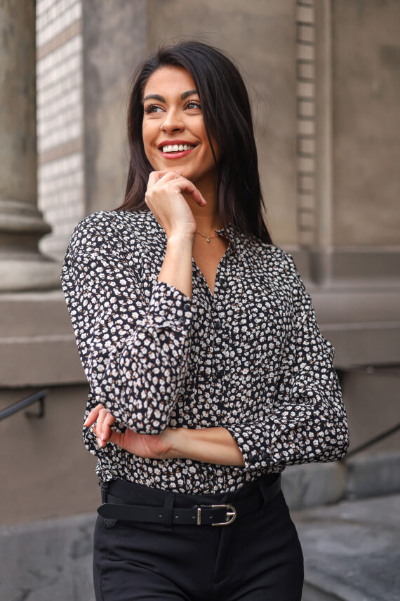Zeida Rhian Shirt, Black Flower