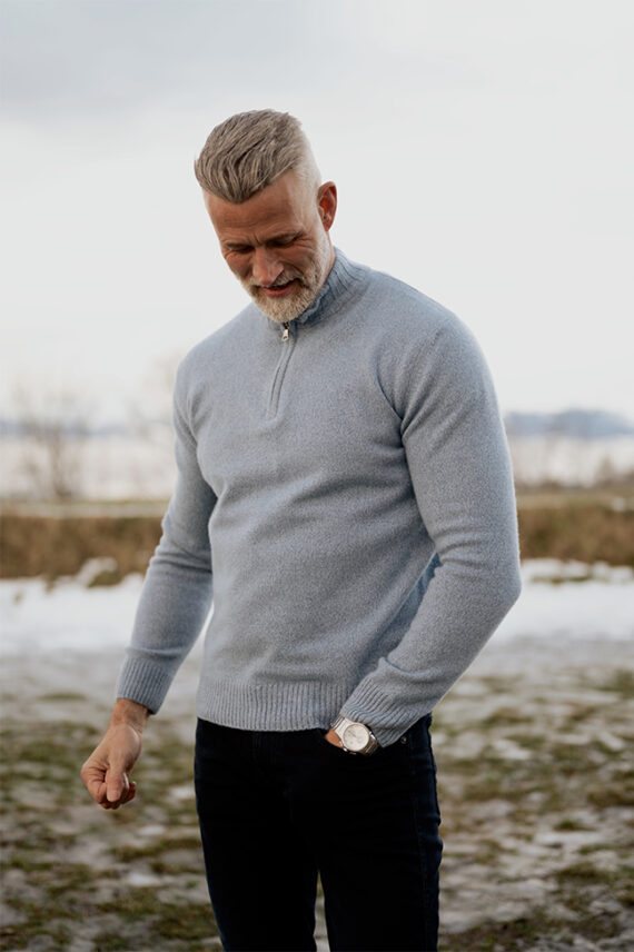 Paul Half Zip 4954, Lys blå