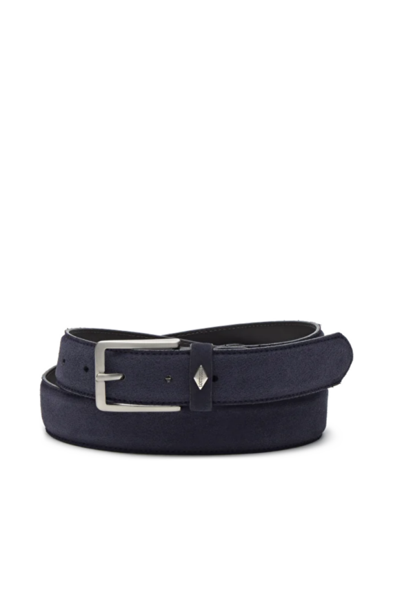 Buckle Belt Suede Leather, Navy Blue
