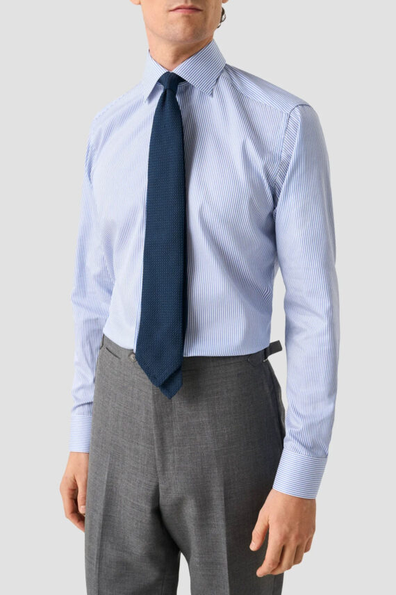 Slim Fine Striped Twill Shirt, Blå Stripete