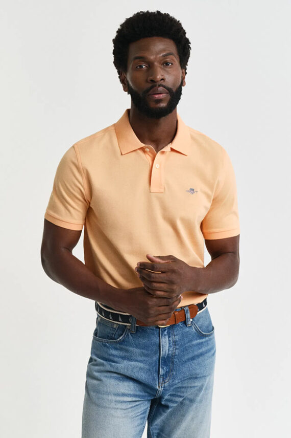 Reg Shield SS Pique Polo, Peachy Orange