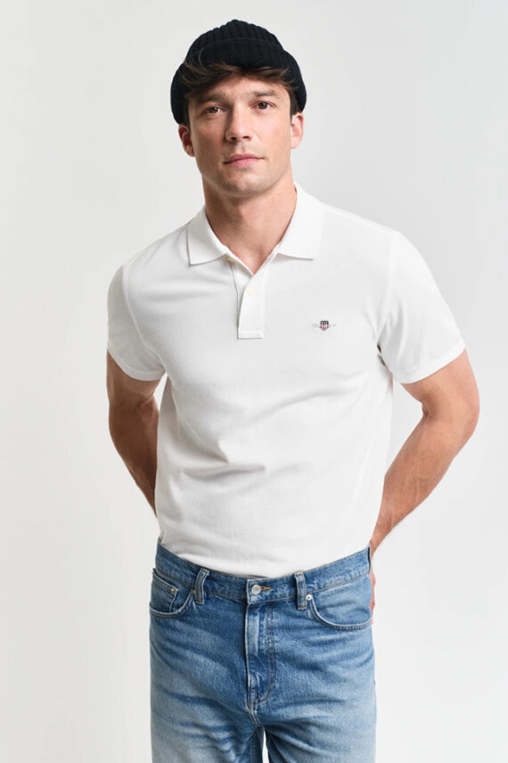 Reg Shield SS Pique Polo, White