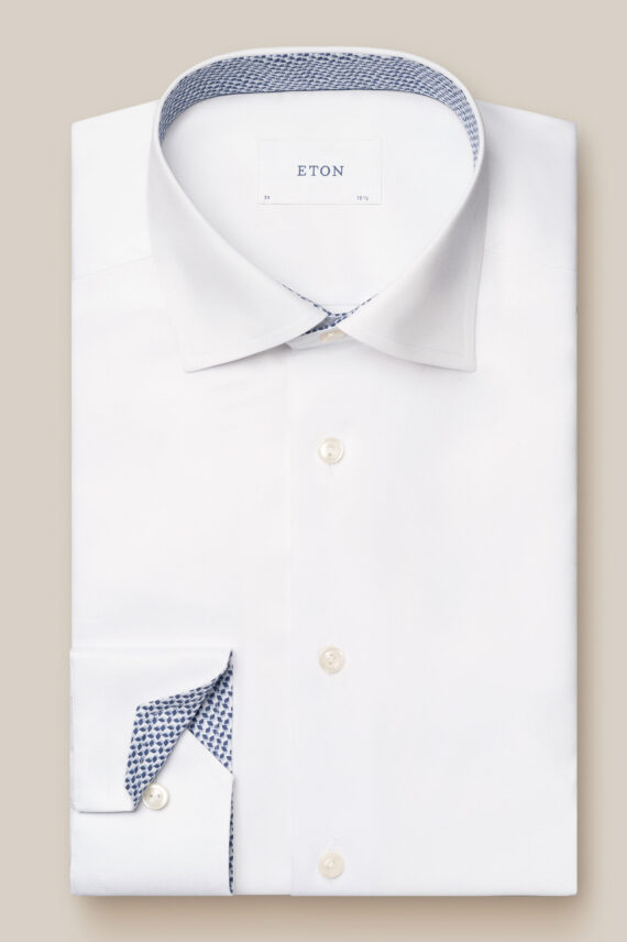 Solid Signature Twill Geometric Effect Shirt, White