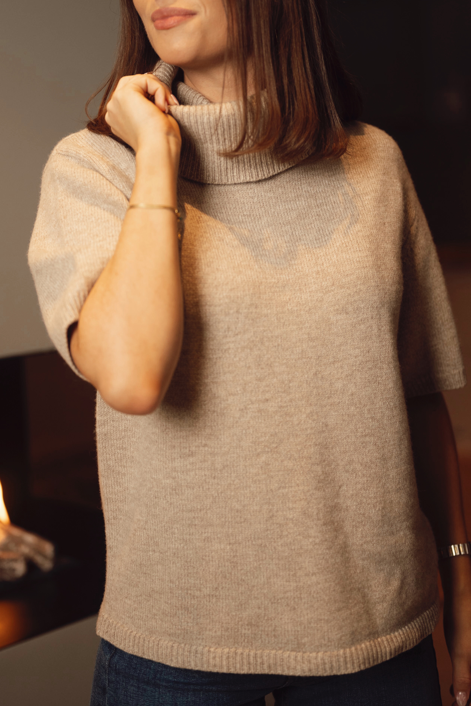 Mertina SS Turtleneck, Light Sand - Bilde 4