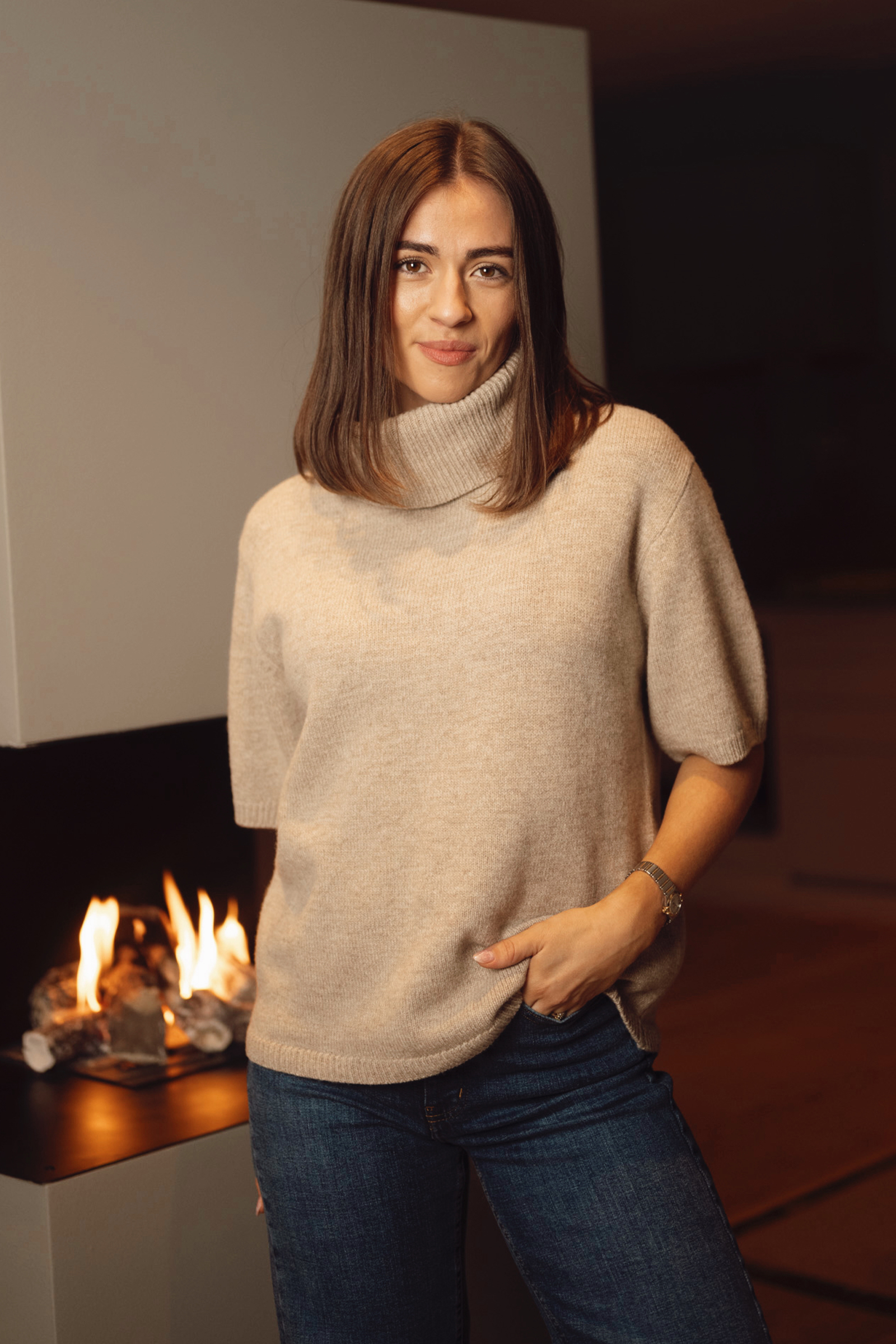 Mertina SS Turtleneck, Light Sand - Bilde 3