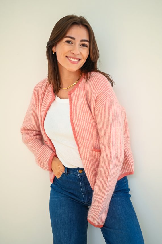 Eliza Nenaya Cardigan, Fade Rose / Egret