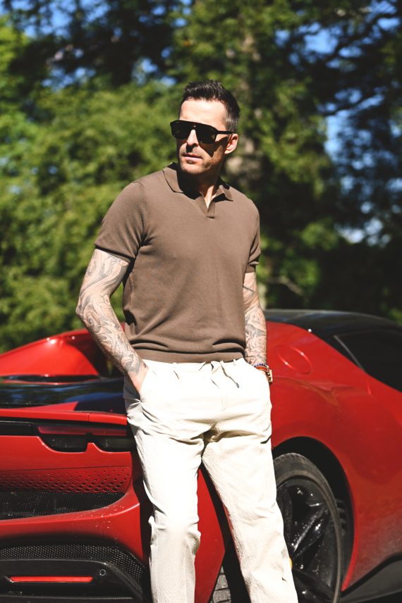 Cotton Knit Polo, Brun