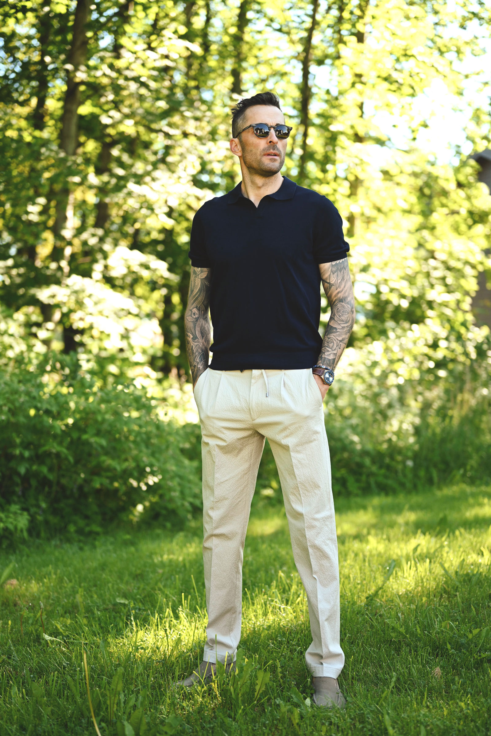 Cotton Knit Polo, Mørk Blå - Bilde 2