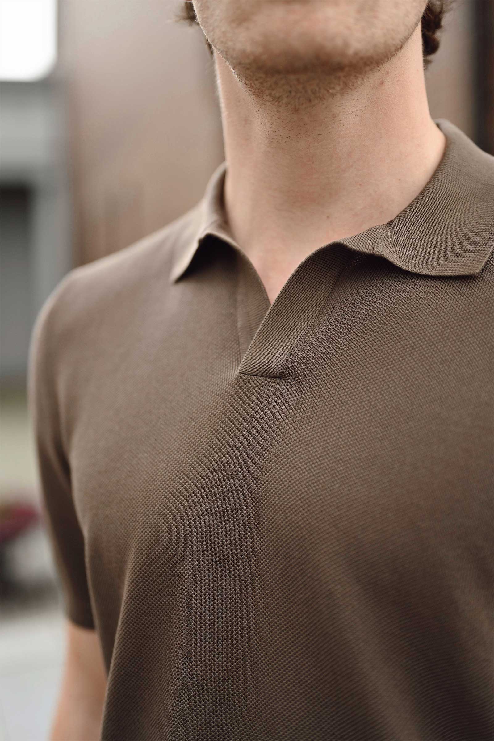 Cotton Knit Polo, Brun - Bilde 5