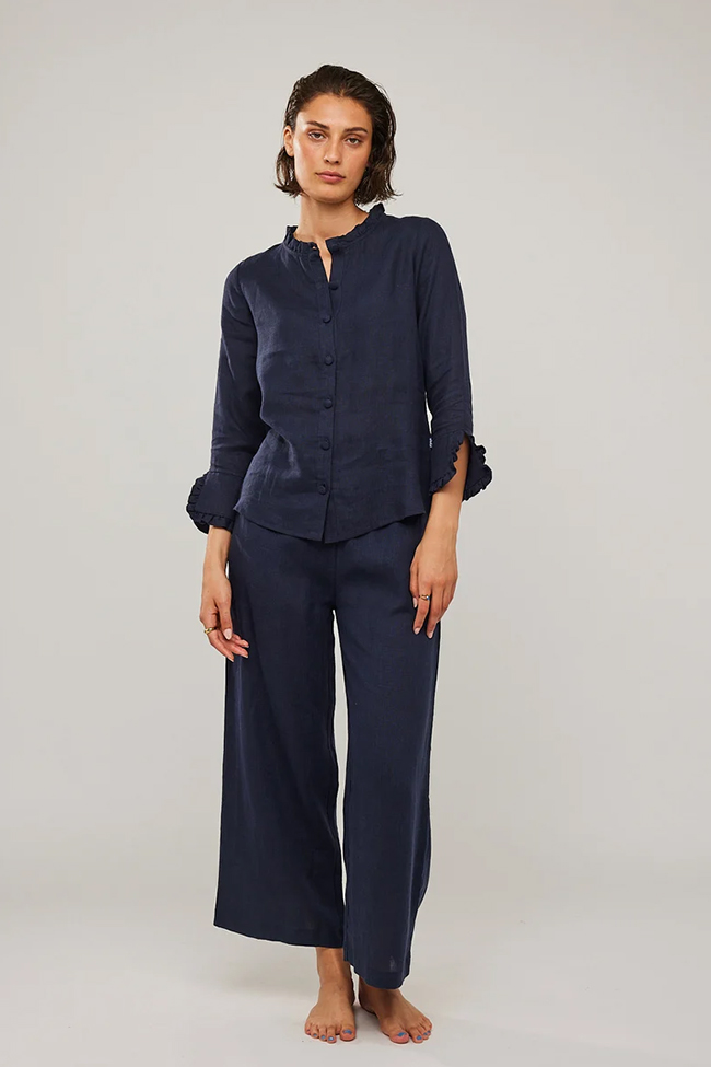 Clarion Linen Shirt, Navy - Bilde 6