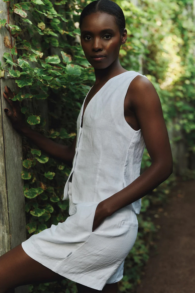 Johanne Linen Vest, White - Bilde 3