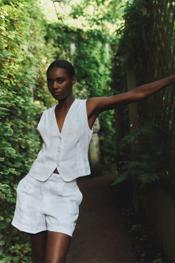 Johanne Linen Vest, White