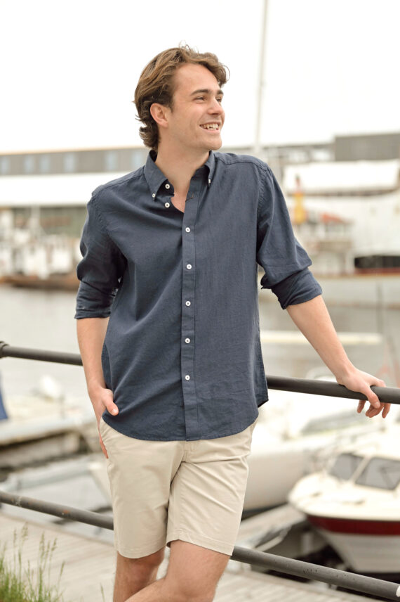 Jitloff Linen Shirt, Mørk Blå